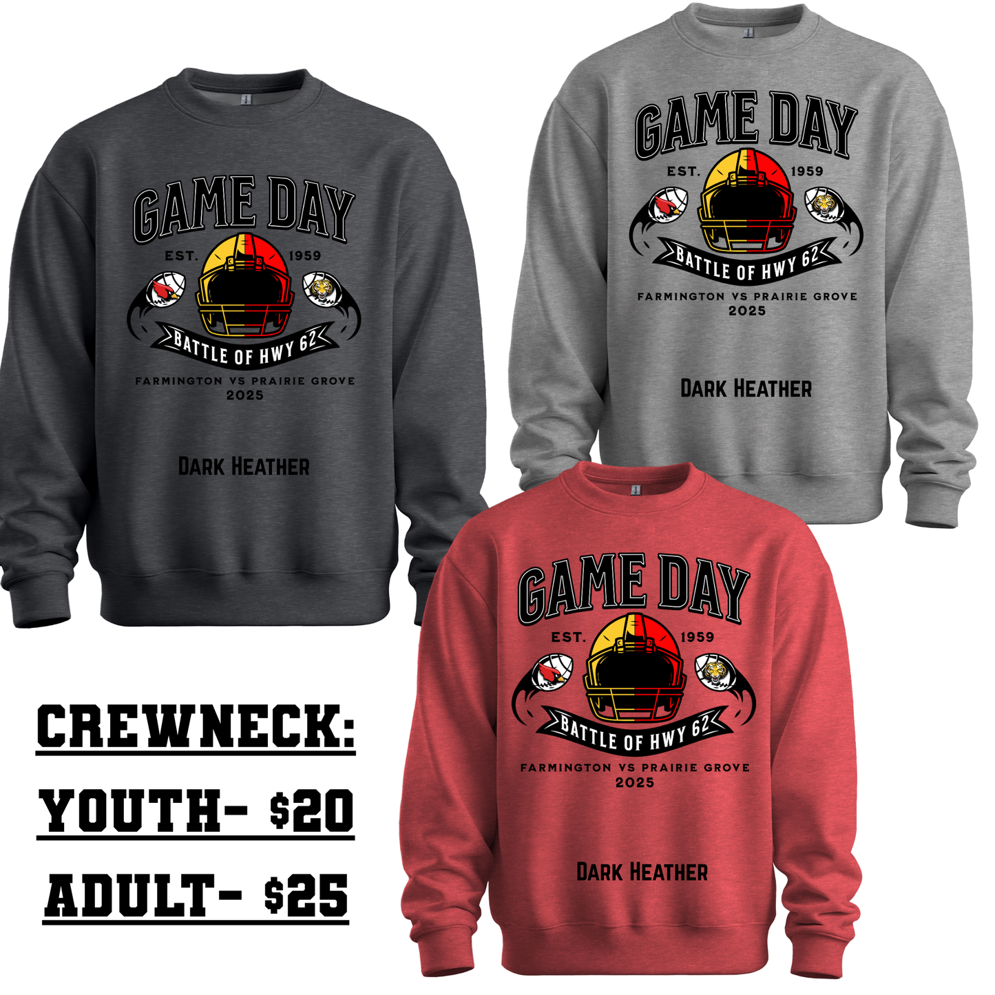 Battle of Hwy 62 Game Day Apparel – Farmington vs Prairie Grove 2025