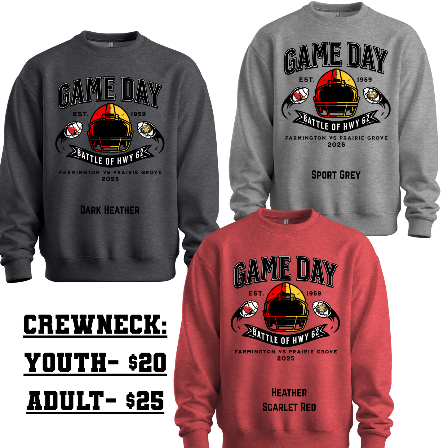 Battle of Hwy 62 Game Day Apparel – Farmington vs Prairie Grove 2025