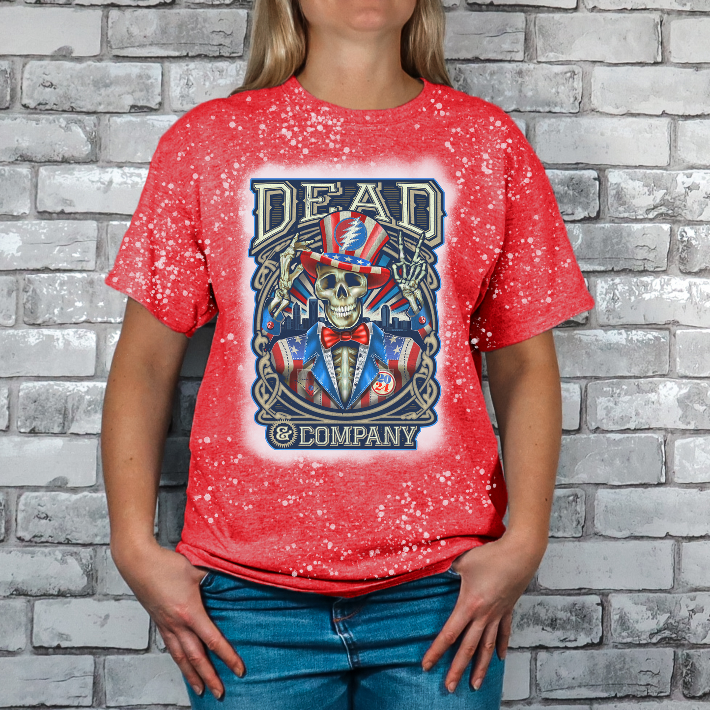 Dead Head Patriotic Bleached Graphic Tee