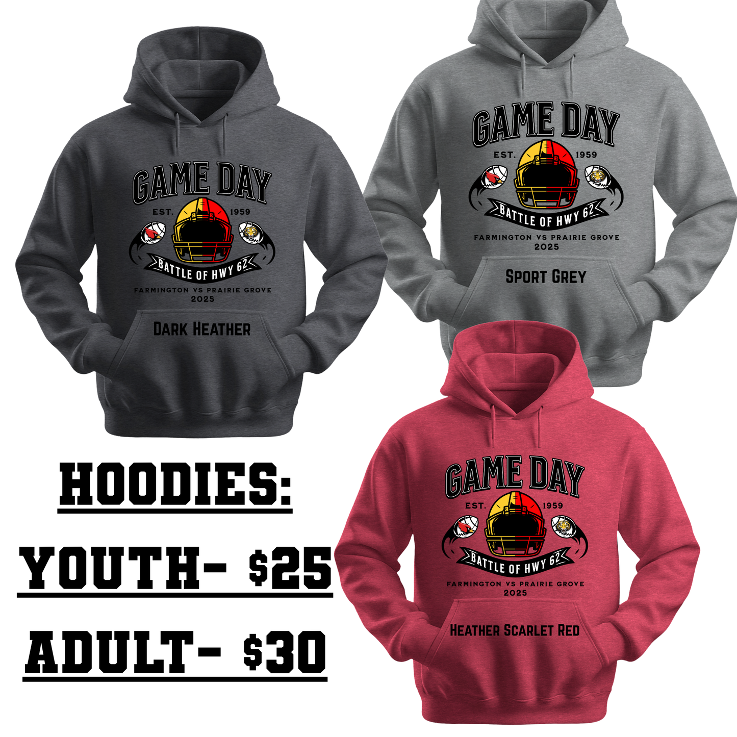 Youth – Battle of Hwy 62 Game Day Apparel (Farmington vs Prairie Grove 2025)
