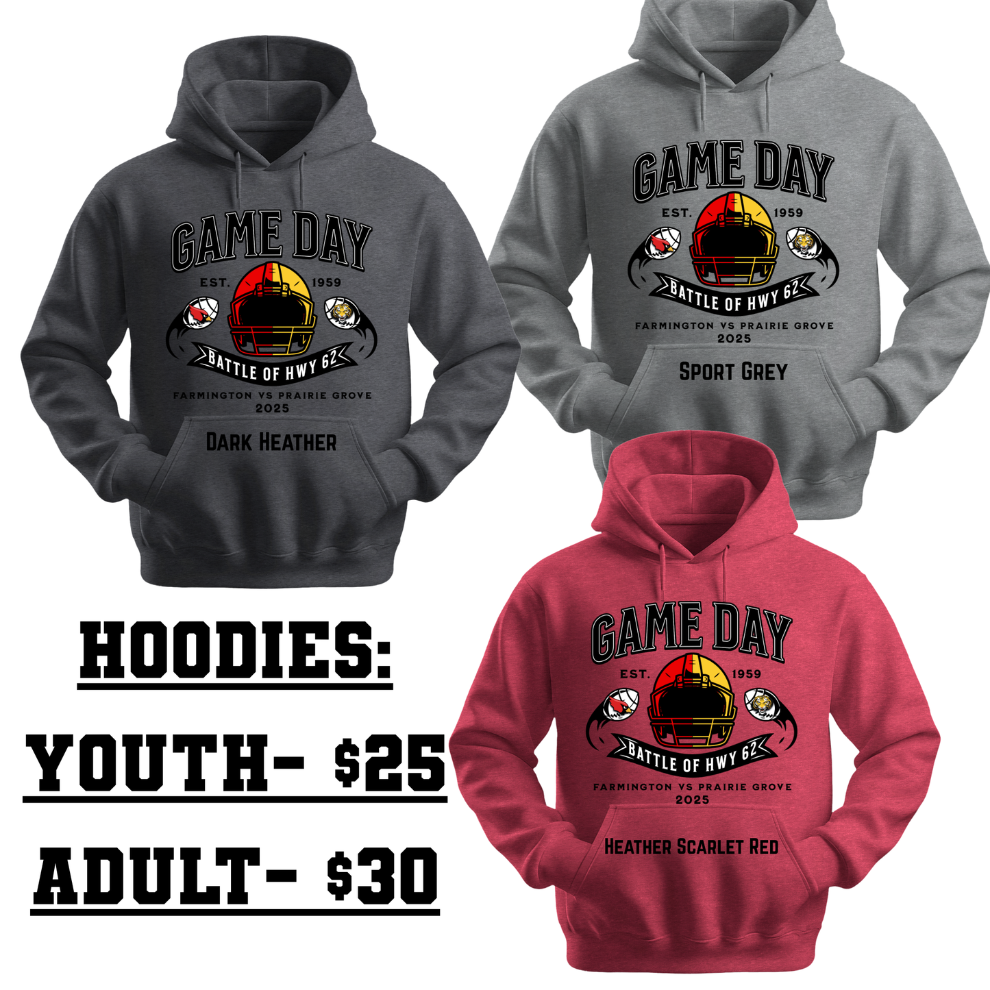 Battle of Hwy 62 Game Day Apparel – Farmington vs Prairie Grove 2025