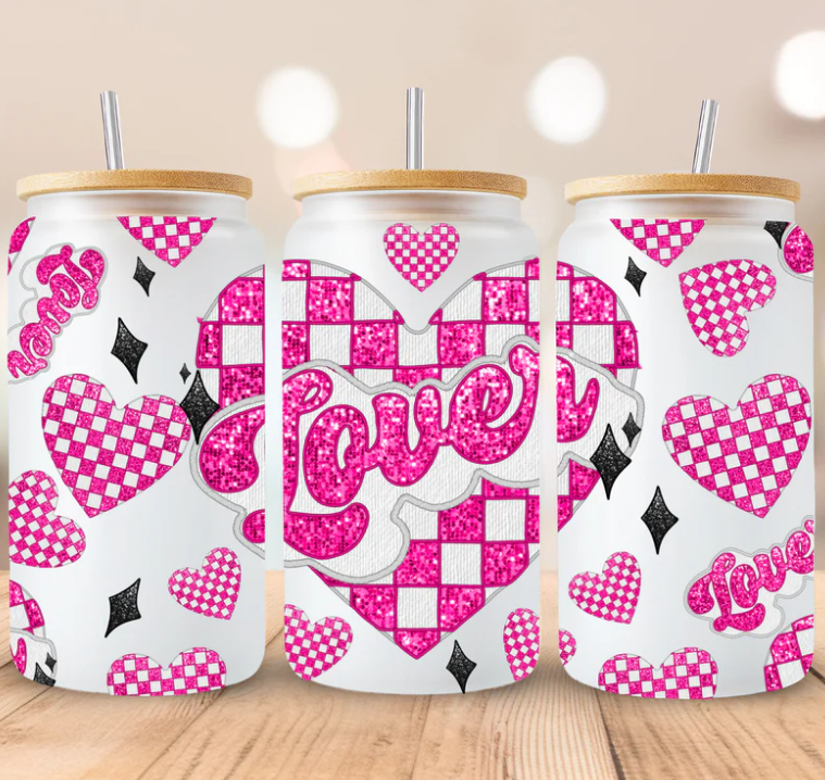Love Pink Disco Heart 16oz