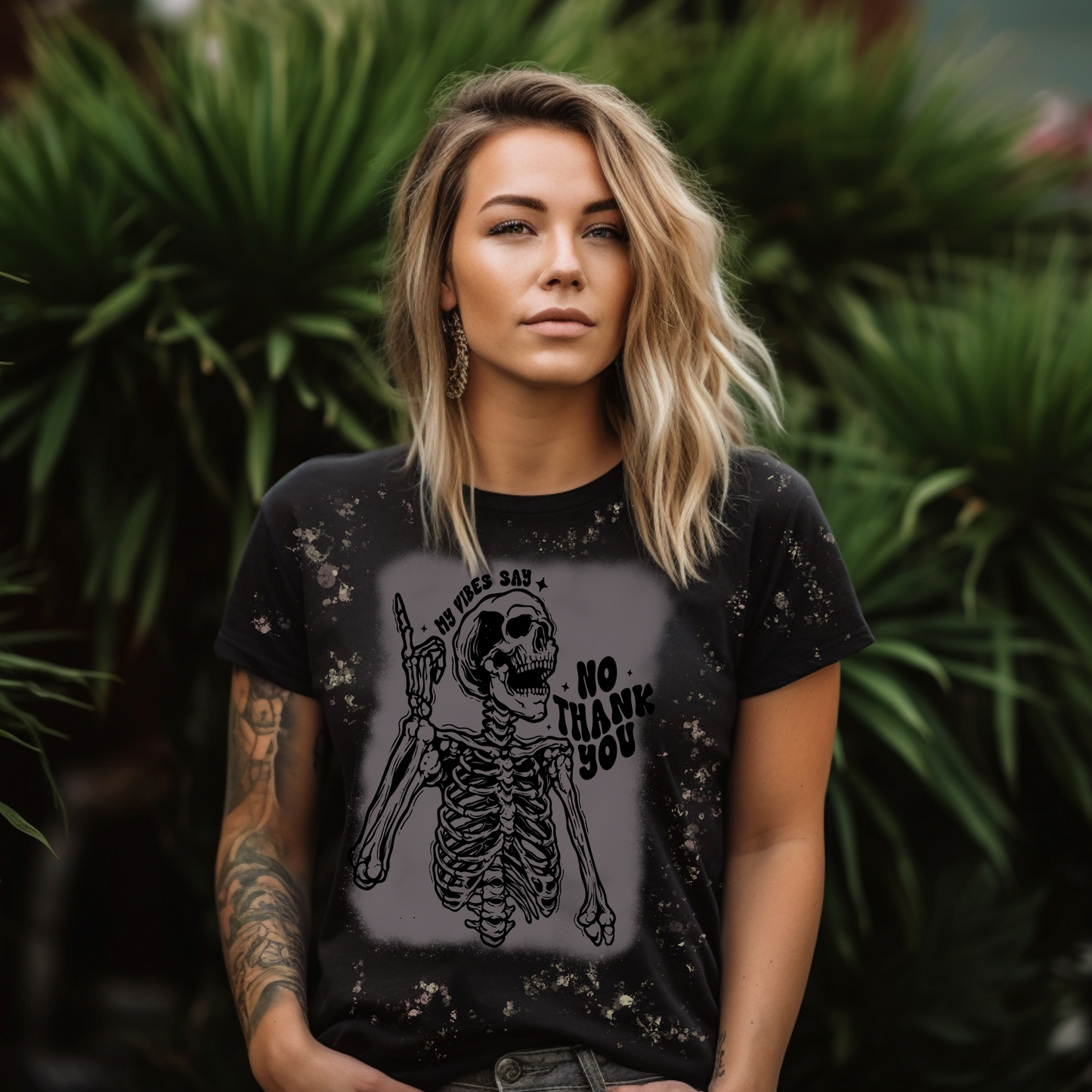 My Vibes Say No Bleached Graphic Tee