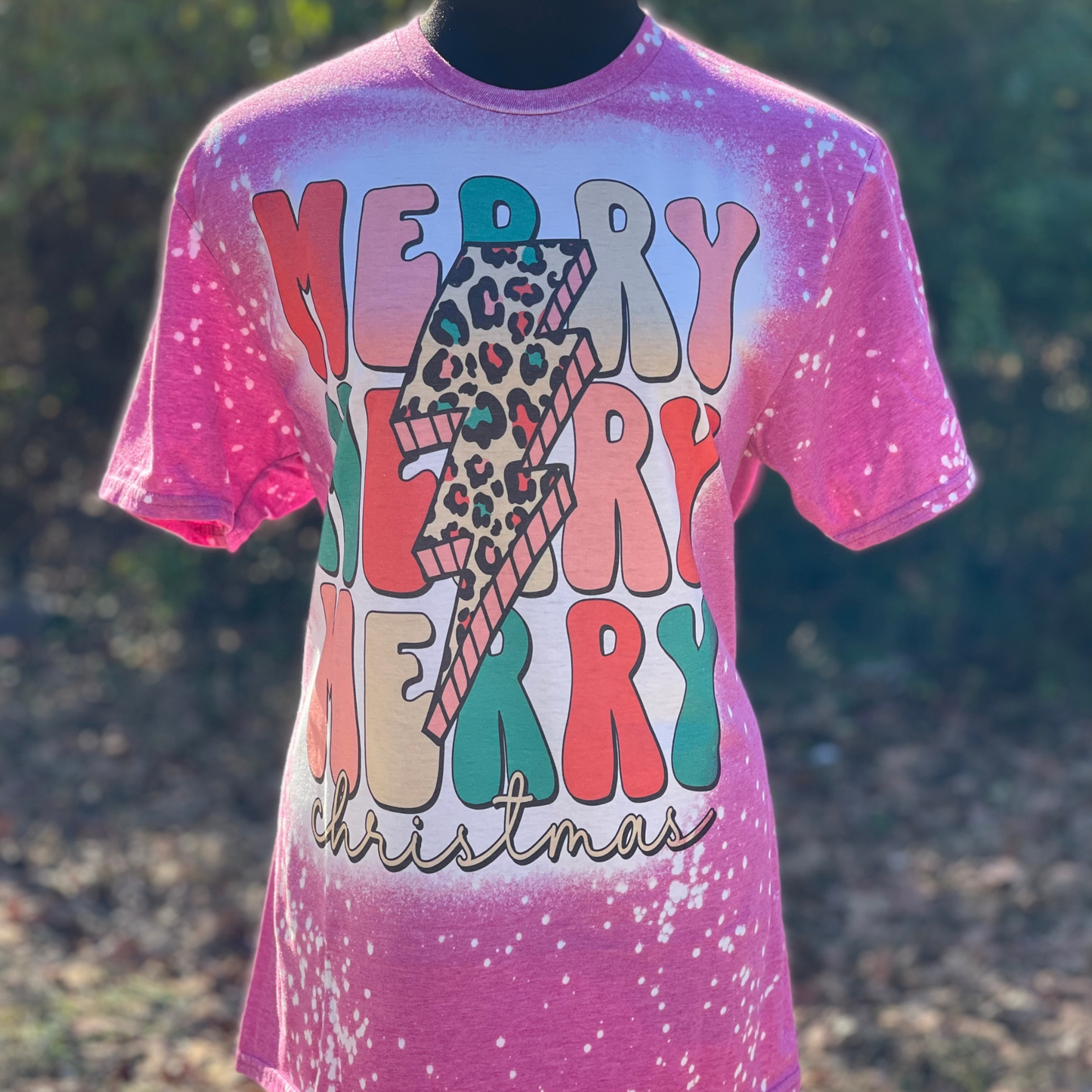 Merry Merry Merry Graphic Bleached Tee