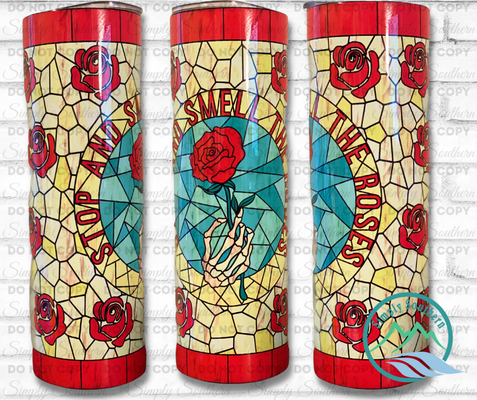 STOP AND SMELL THE ROSES-STAINED GLASS