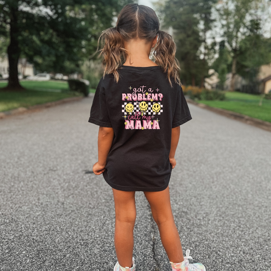 Call My Mama PINK-BLK Checker Youth Graphic Tee