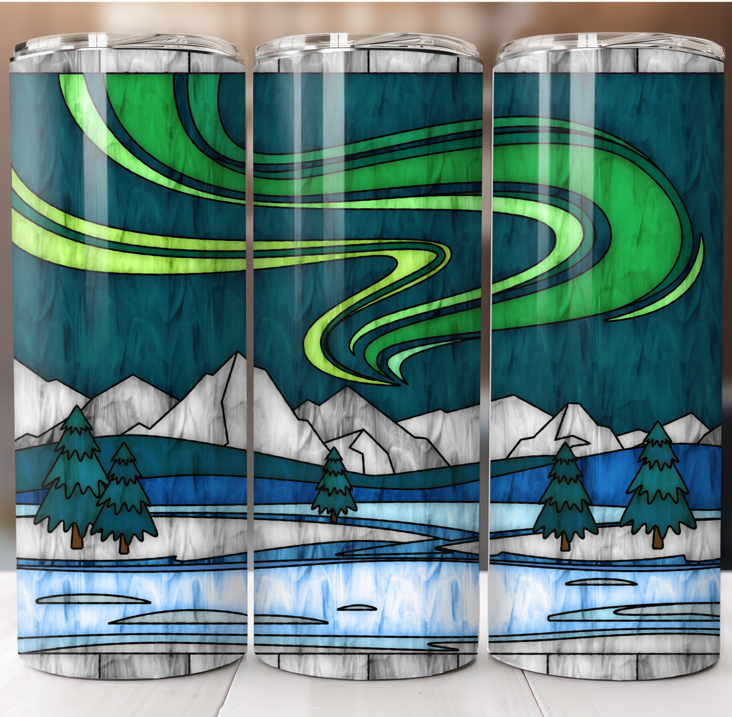 Northern Lights Stained Glass Insulated Tumbler