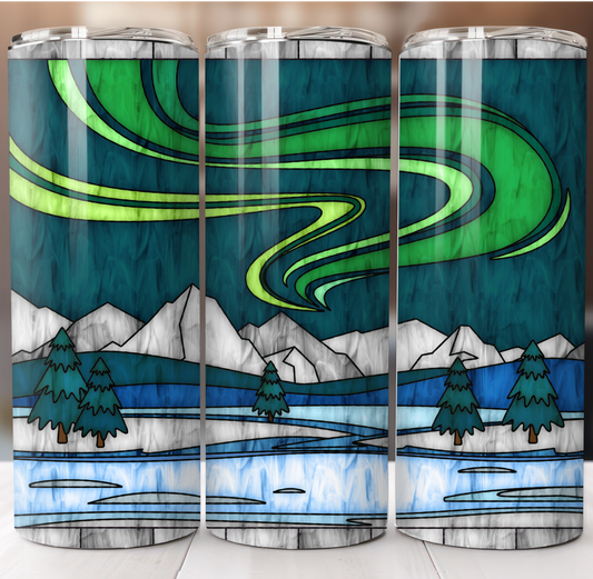 Northern Lights Stained Glass Insulated Tumbler