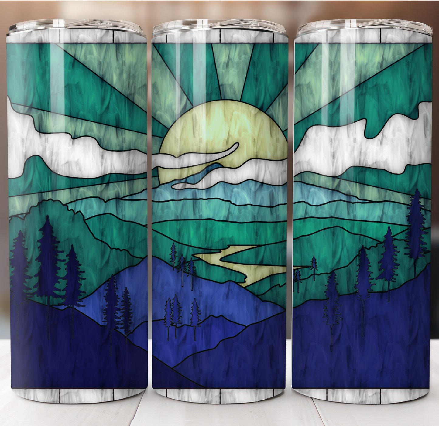 Winter Landscape Stained Glass Insulated Tumbler