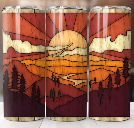 Fall Landscape Stained Glass Insulated Tumbler