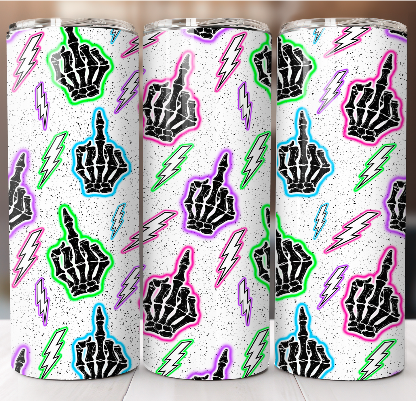 Neon Middle Finger/Bolts Insulated Tumbler