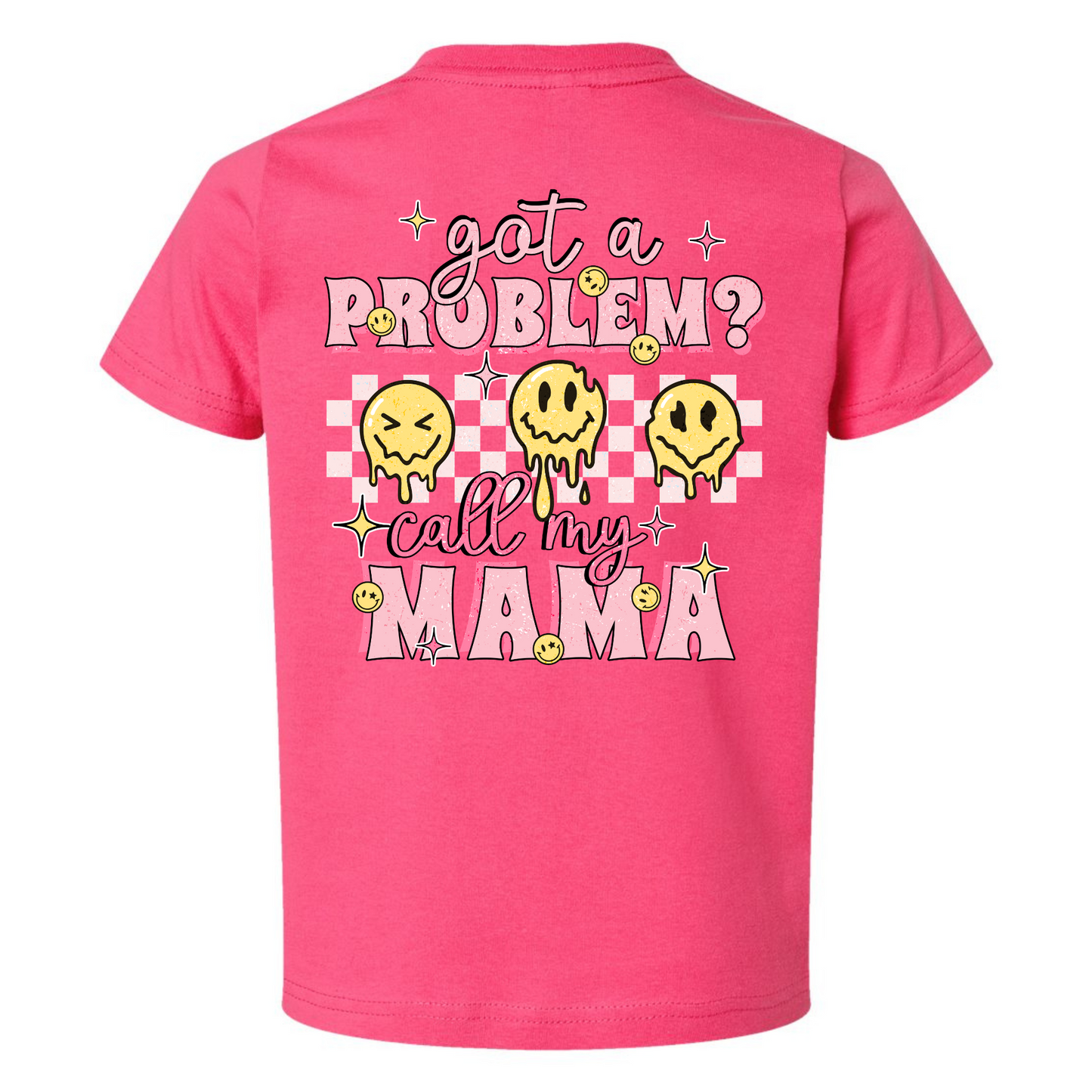 Call My Mama PINK-WHITE Checker Youth Graphic Tee