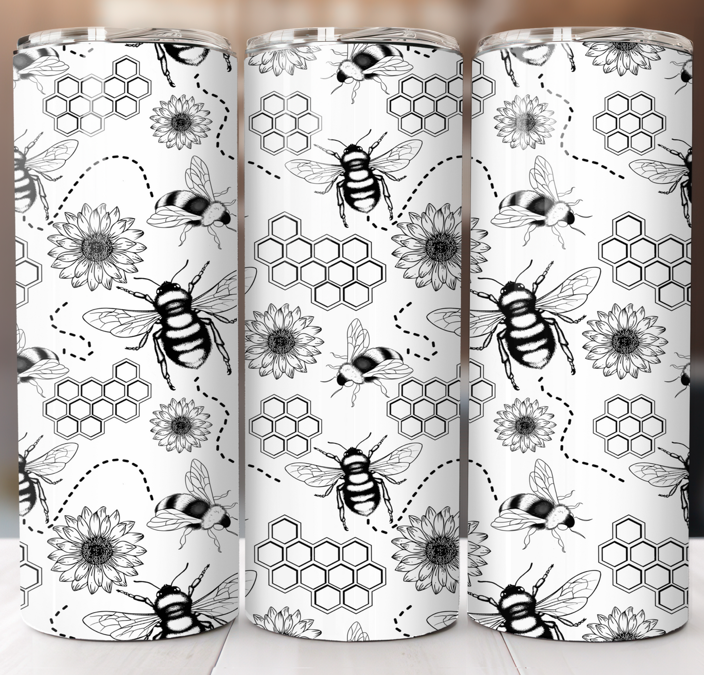 Black and White Bee Collage Insulated Tumbler