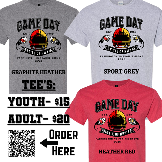 Battle of Hwy 62 Game Day Apparel – Farmington vs Prairie Grove 2025