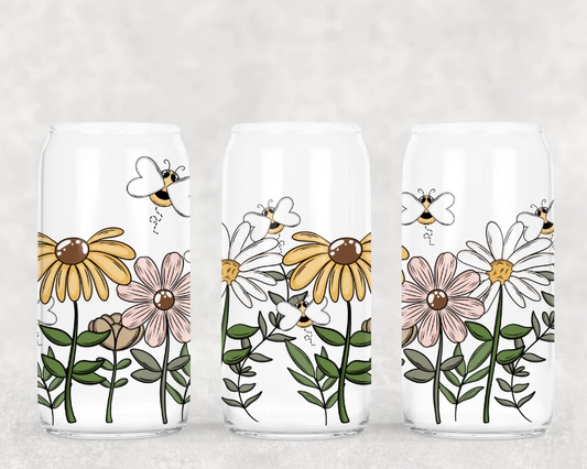 Floral Bees Border 16oz