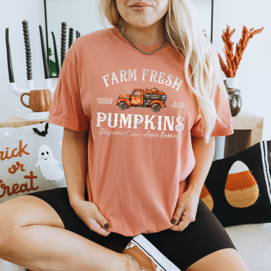 Farm Fresh Pumpkins White Graphic Tee