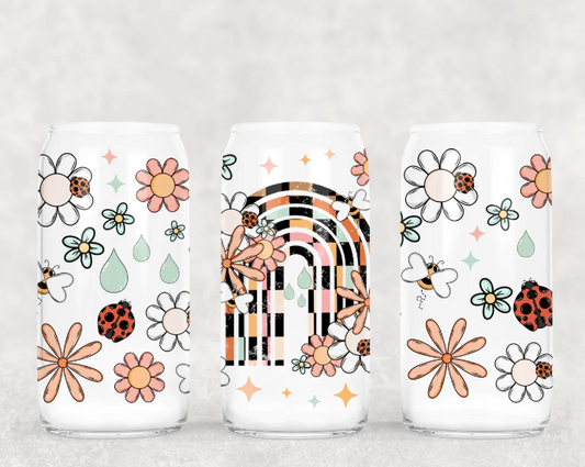 Retro Floral Rainbow 16oz