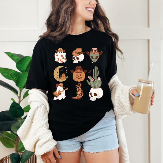 Western Halloween Grid Graphic Tee