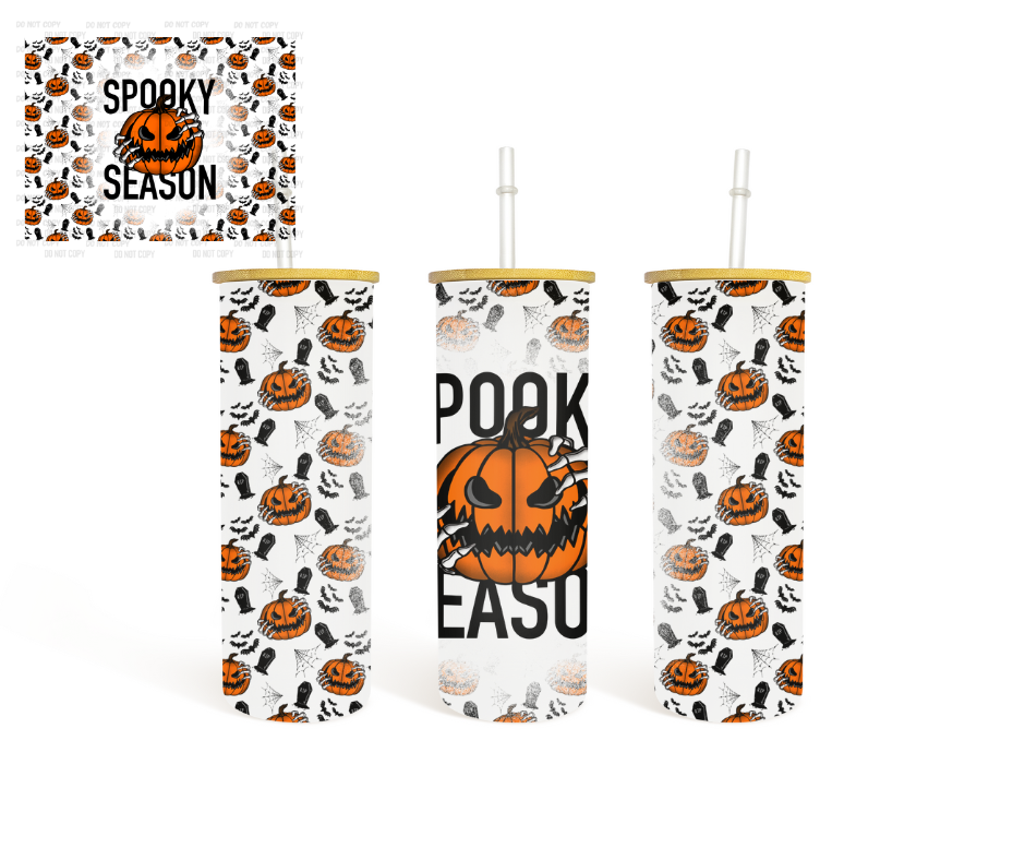 Spooky Season 25oz GLASS TUMBLER WITH STRAW