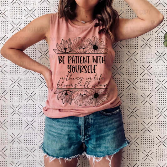 BE PATIENT WITH YOURSELF GRAPHIC MUSCLE TANK
